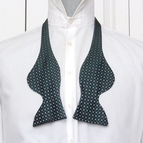 NWT Men's Self tied Bow Tie Forest Green Silk Butterfly Bowtie big bow tie S551 - Picture 4 of 15